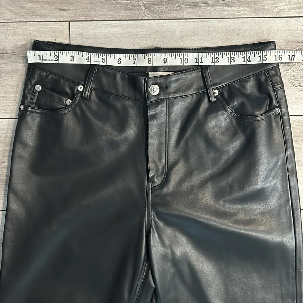 Industry faux leather wide leg black pants size 10